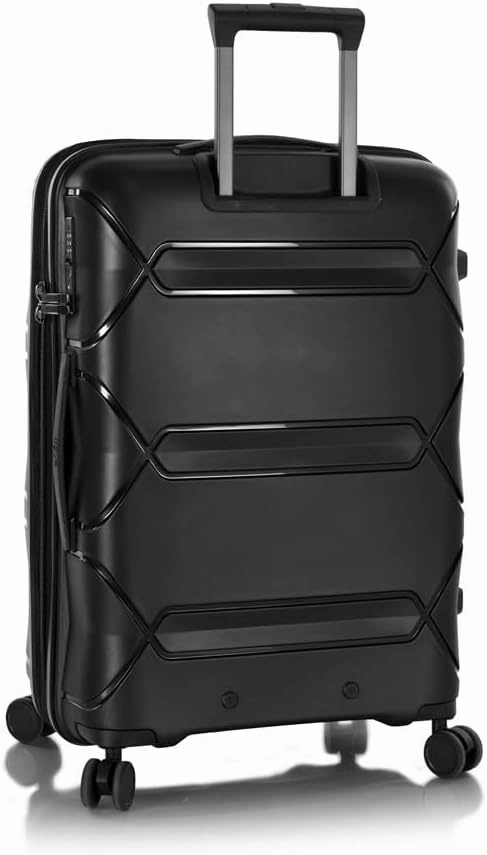 Heys Milos Durable and lightweight luggage, made with Duraflex impact-resistant material, TSA Combination Lock, Dual Spinner Wheels, and Expandable, Black, 26-Inch, Medium Check-In