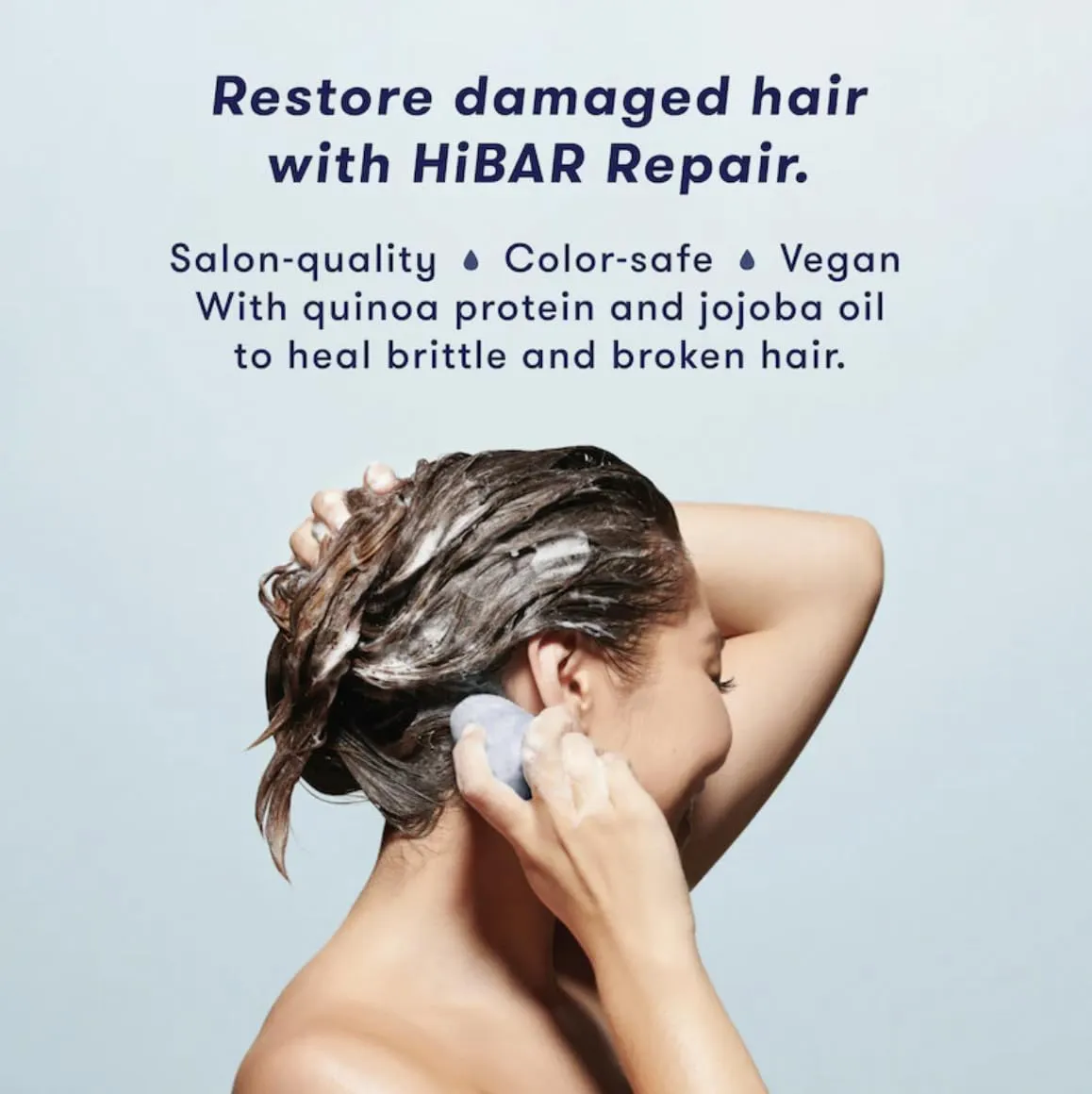 HiBAR - Repair Shampoo & Conditioner Set - For Damaged, Broken, Brittle Hair - Restore & Nourish - Quinoa Protein & Jojoba Oil - Plastic, Soap, Paraben & Sulfate-Free -Color Safe & Vegan -2 Solid Bars