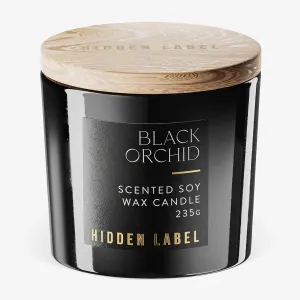 Hidden Label Black Orchid Scented Candle, 100% Cotton Lead-Free Wick,Sustainable Wood Lids,Candles for Home Scented,8.3 Oz