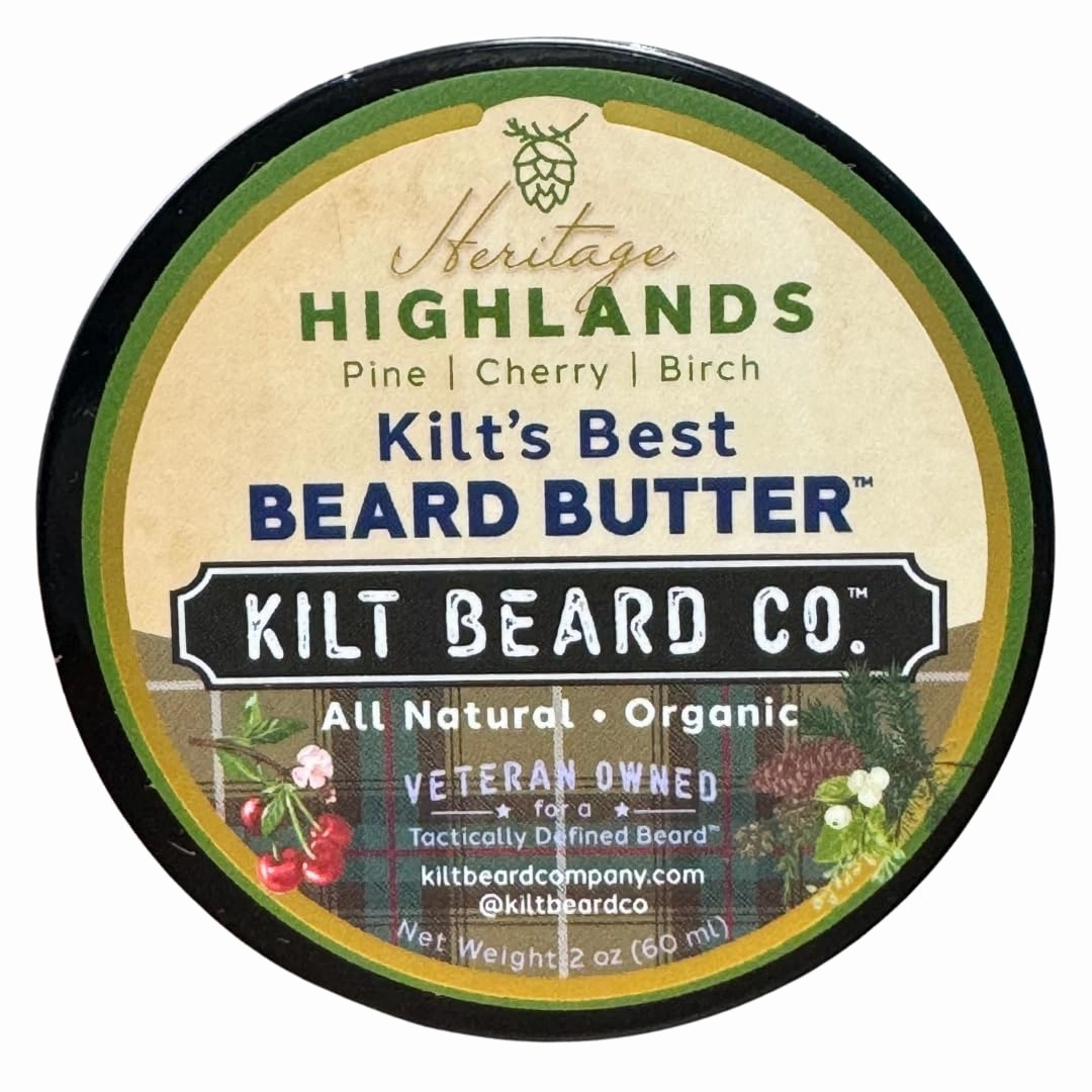 Highlands Beard Butter for Men- Best Beard Moisturizer & Conditioner & Conditioner- All-Natural Shea & Mango Butter- Softens & Hydrates Dry, Coarse Beards- Cherry, Pine & Birch Scent.
