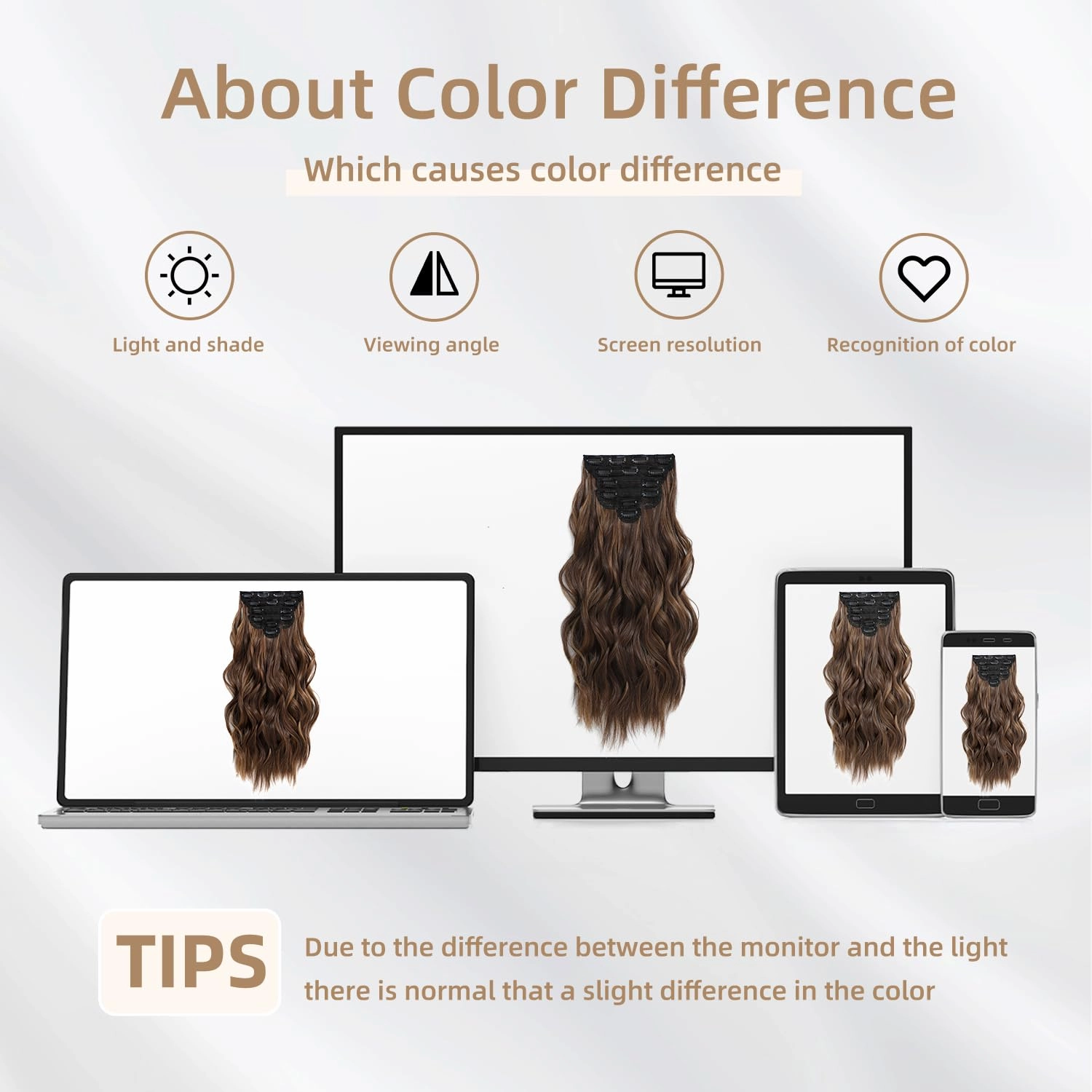 Highlight balayage dark brown Hairpieces, Natural & Blends Well Clip in Hair Extensions (20inch, 6pcs, Light Brown&Honey Blonde)