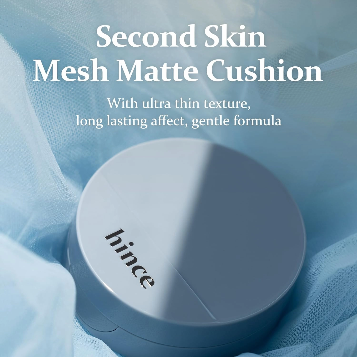 hince Second Skin Mesh Matte Cushion - 12g, Natural Coverage, Semi Matte Finish, Flawless Coverage, 24hr Long Lasting, Korean Cushion Foundation, Blue Cushion (PORCELAIN, 17)
