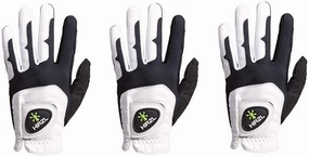 HIRZL GRIPPP FIT Ladies Golf Gloves – All Weather Womens Golf Glove (White/Black) | Kangaroo Leather & Lycra | Ultimate Grip/Wet or Dry | Breathable, Stretch Fit, Sweat Absorbent (Pack of 3)