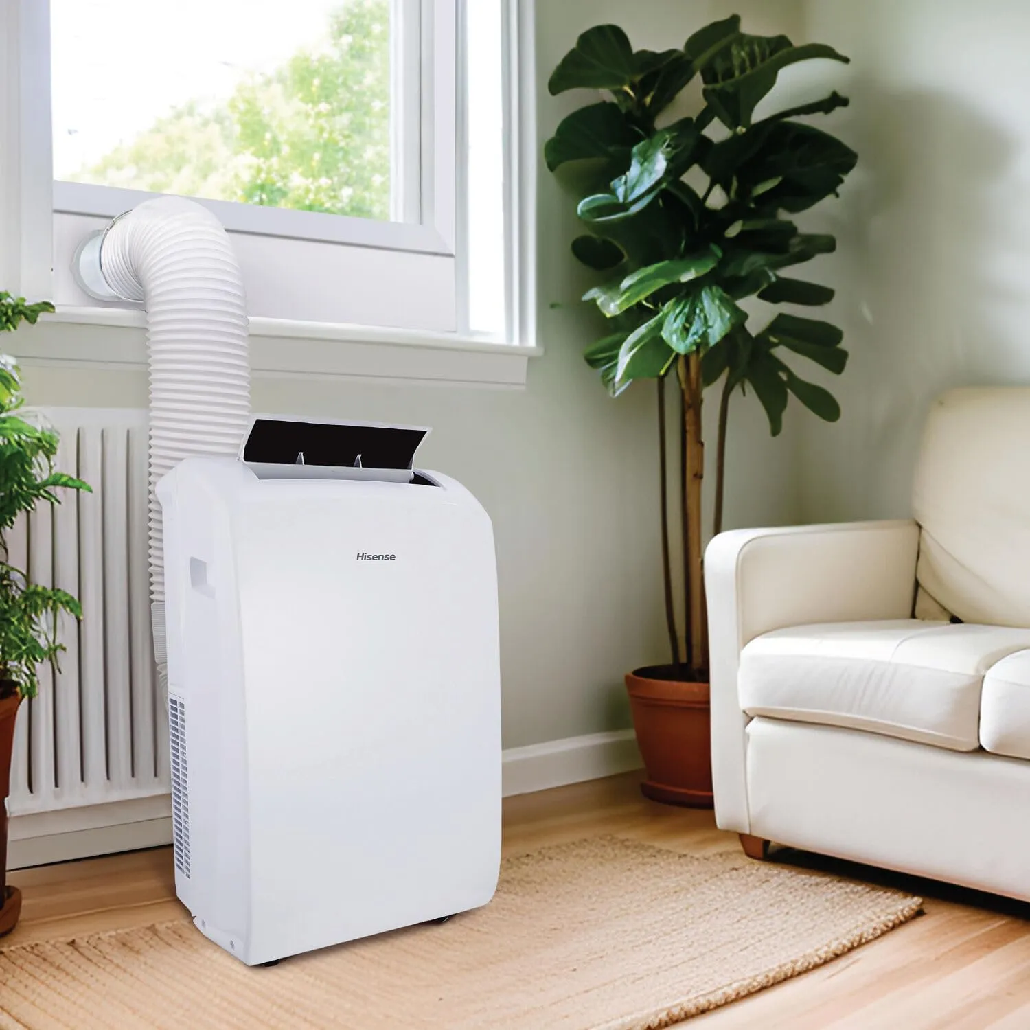Hisense AHP0822CW1W 8,000 Smart Portable Air Conditioner with Wi-fi Controls, Dehumidifier and Remote, AC for Apartment, Bedroom, Medium Rooms up to 350 Square Feet in White, 8000 BTU