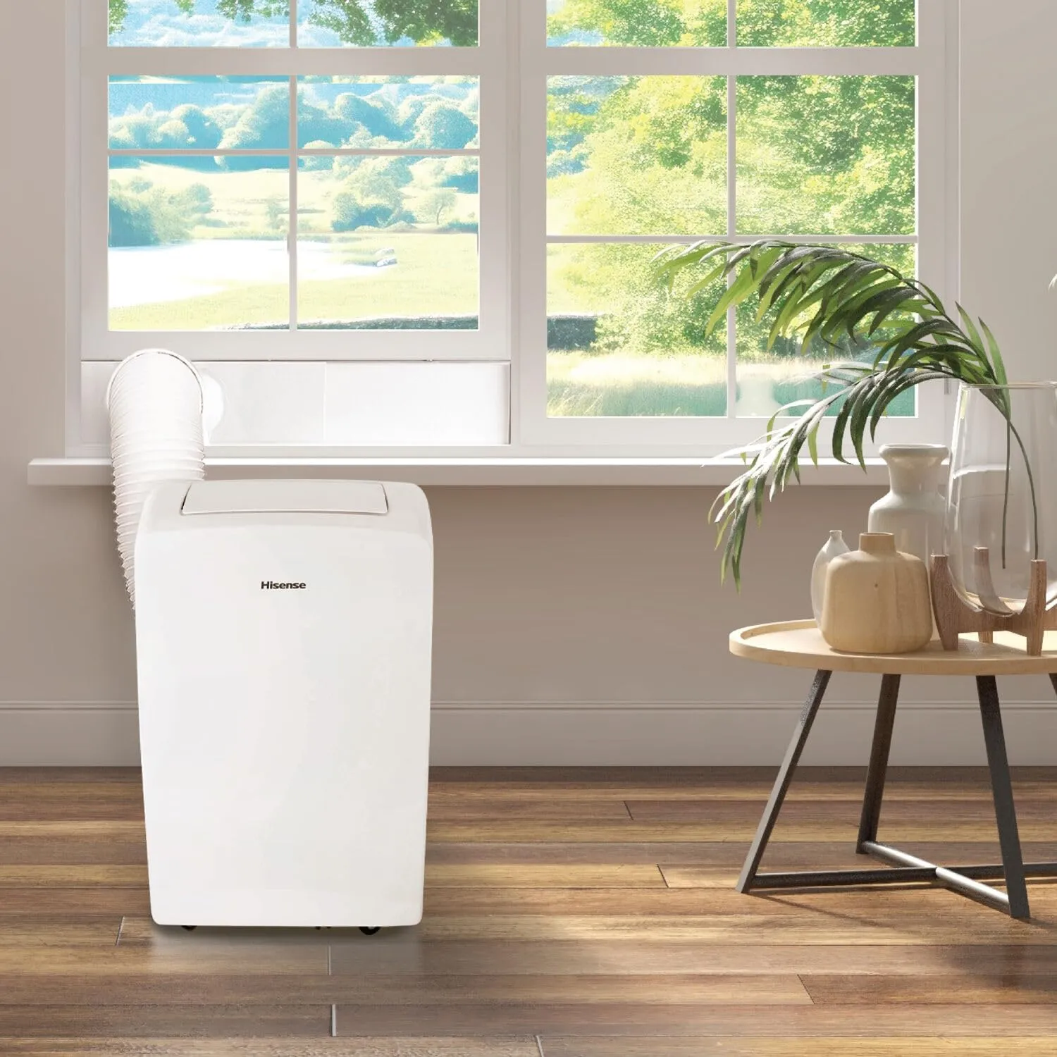 Hisense AHP0822CW1W 8,000 Smart Portable Air Conditioner with Wi-fi Controls, Dehumidifier and Remote, AC for Apartment, Bedroom, Medium Rooms up to 350 Square Feet in White, 8000 BTU