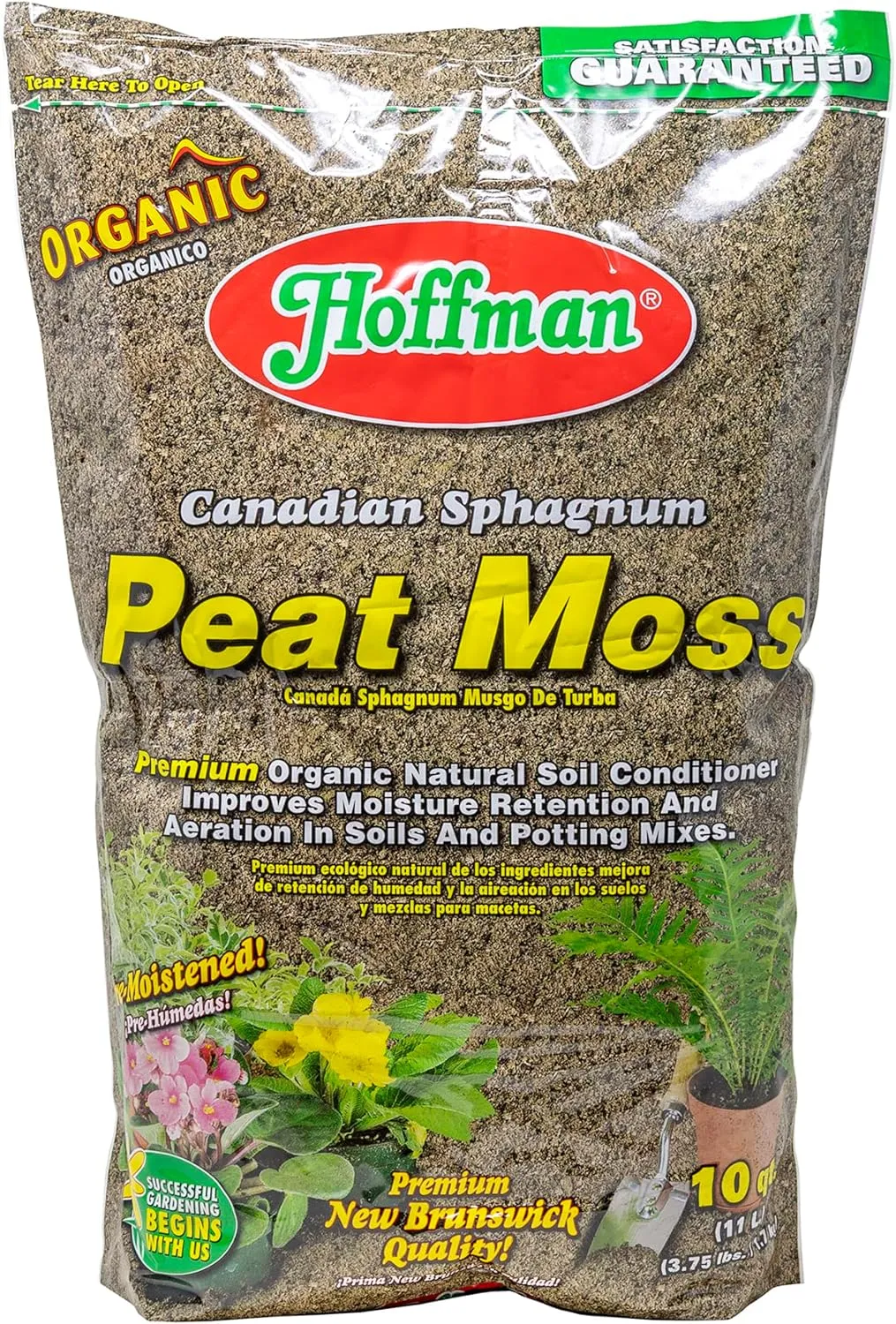 Hoffman Canadian Sphagnum Peat Moss Soil Conditioner to Improve Moisture Retention and Aeration, 10qt Bag, Pack of 3