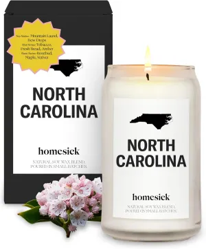 Homesick Scented Candles for Home (North Carolina) - 13.75 oz Long-Lasting Soy Wax Jar Candle for Women & Men for All Occasions, 60-80 Hours Burn Time - Notes of BlackBerry, Peach & Tobacco