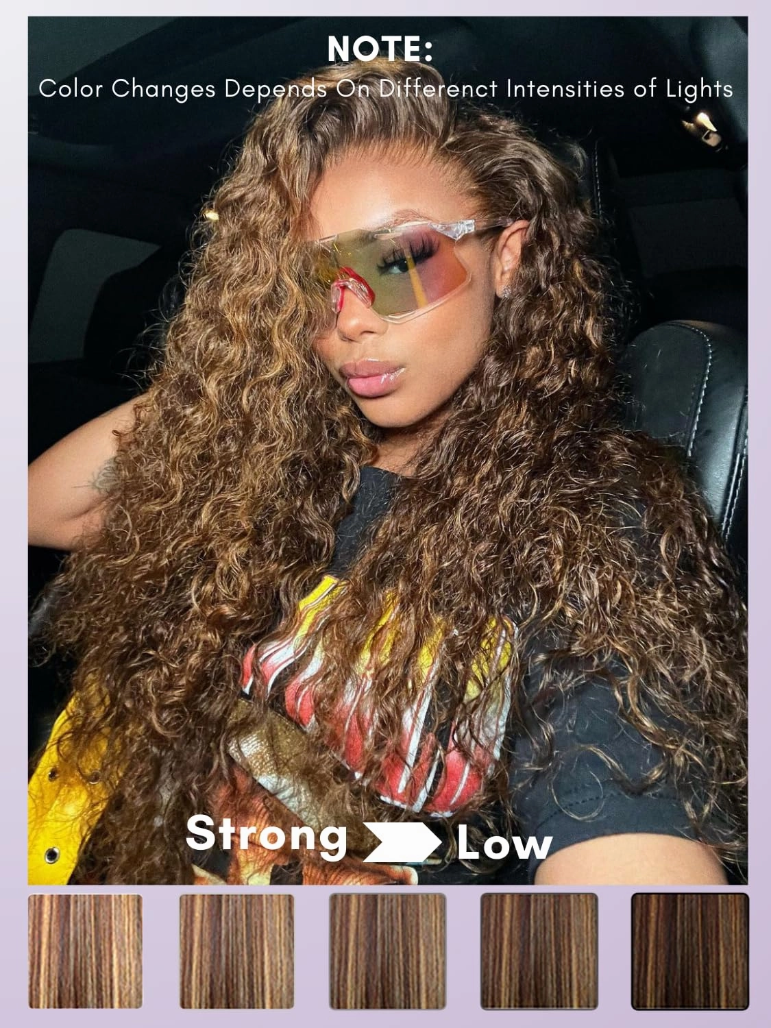 Honey Blonde Highlight Deep Wave Closure Only Human Hair, 100% Hand Tied 10A Brazilian Virgin 4x4 HD Transparent Lace Closure Pre Plucked P4/27 Ombre Brown Curly Lace Closure Sew In Remy 10 Inch