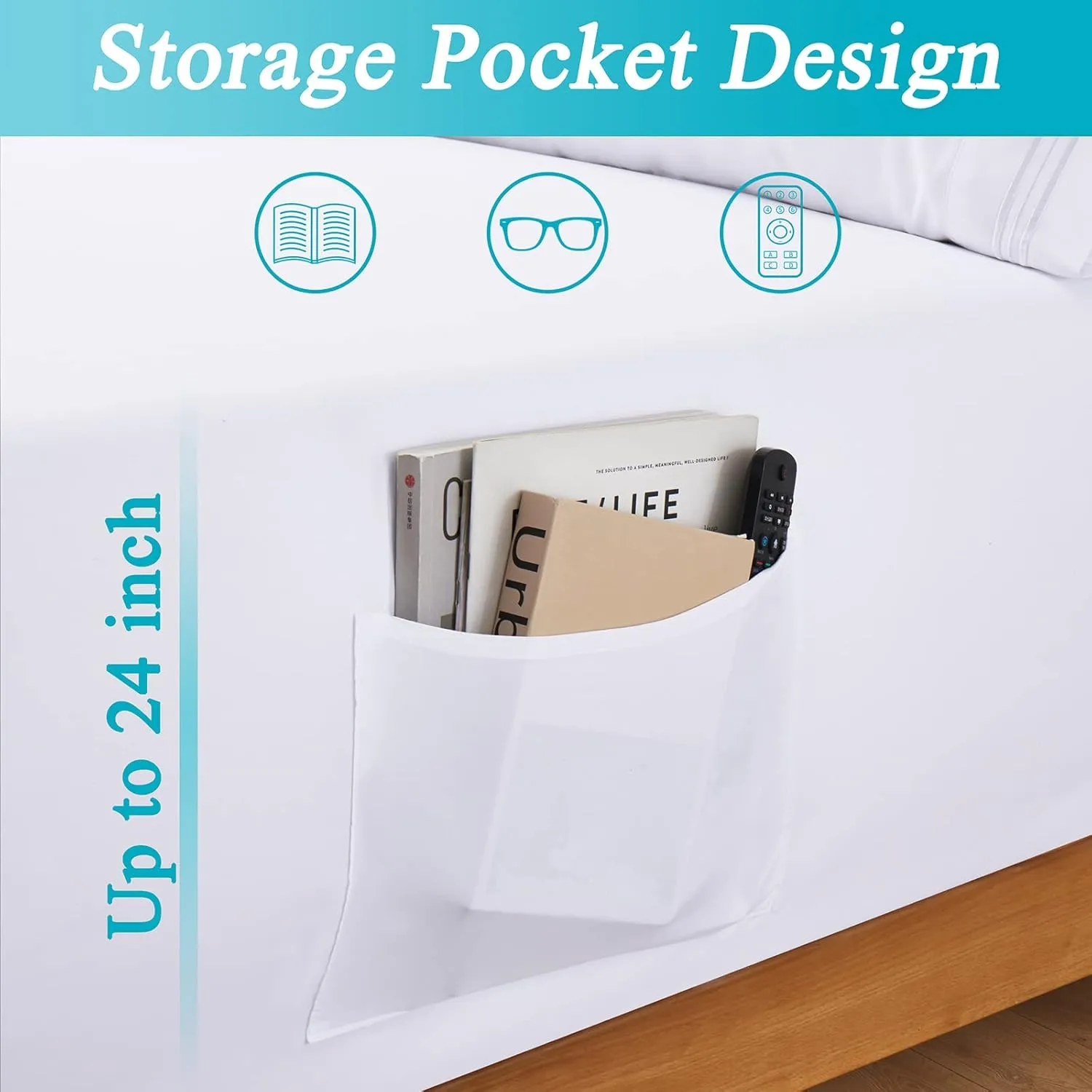 Horbaunal Extra Deep Pocket Cal King Fitted Sheet Only - Fits Up to 24 Inch Mattress - Luxury 1800 Thread Count - Microfiber White Fitted Bed Sheet California King Size