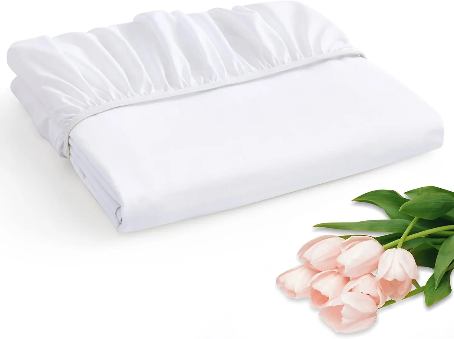 Horbaunal Extra Deep Pocket Cal King Fitted Sheet Only - Fits Up to 24 Inch Mattress - Luxury 1800 Thread Count - Microfiber White Fitted Bed Sheet California King Size