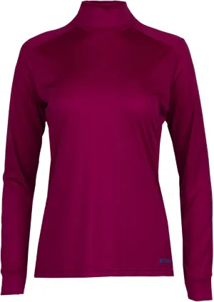 Hot Chillys Women's Peach Skins Solid T-Neck Lightweight Relaxed Fit Base Layer | Moisture-Wicking Long Sleeve Thermal Top