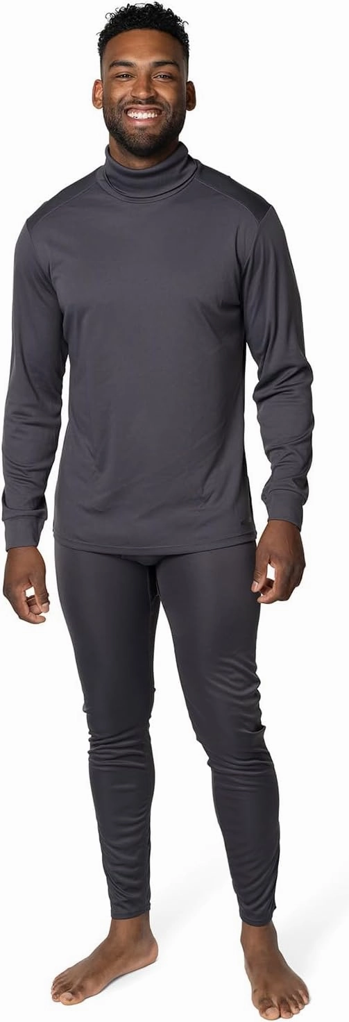 Hot Chillys Men's Peach Skins Roll T-Neck Lightweight Relaxed Fit Base Layer | Warm Soft Long Sleeve Thermal Shirt for Men