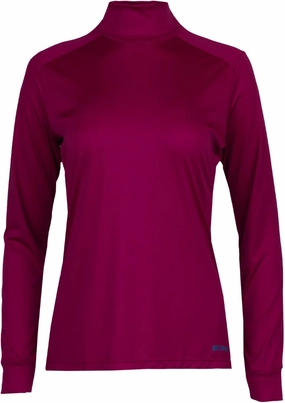 Hot Chillys Women's Peach Skins Solid T-Neck Lightweight Relaxed Fit Base Layer | Moisture-Wicking Long Sleeve Thermal Top