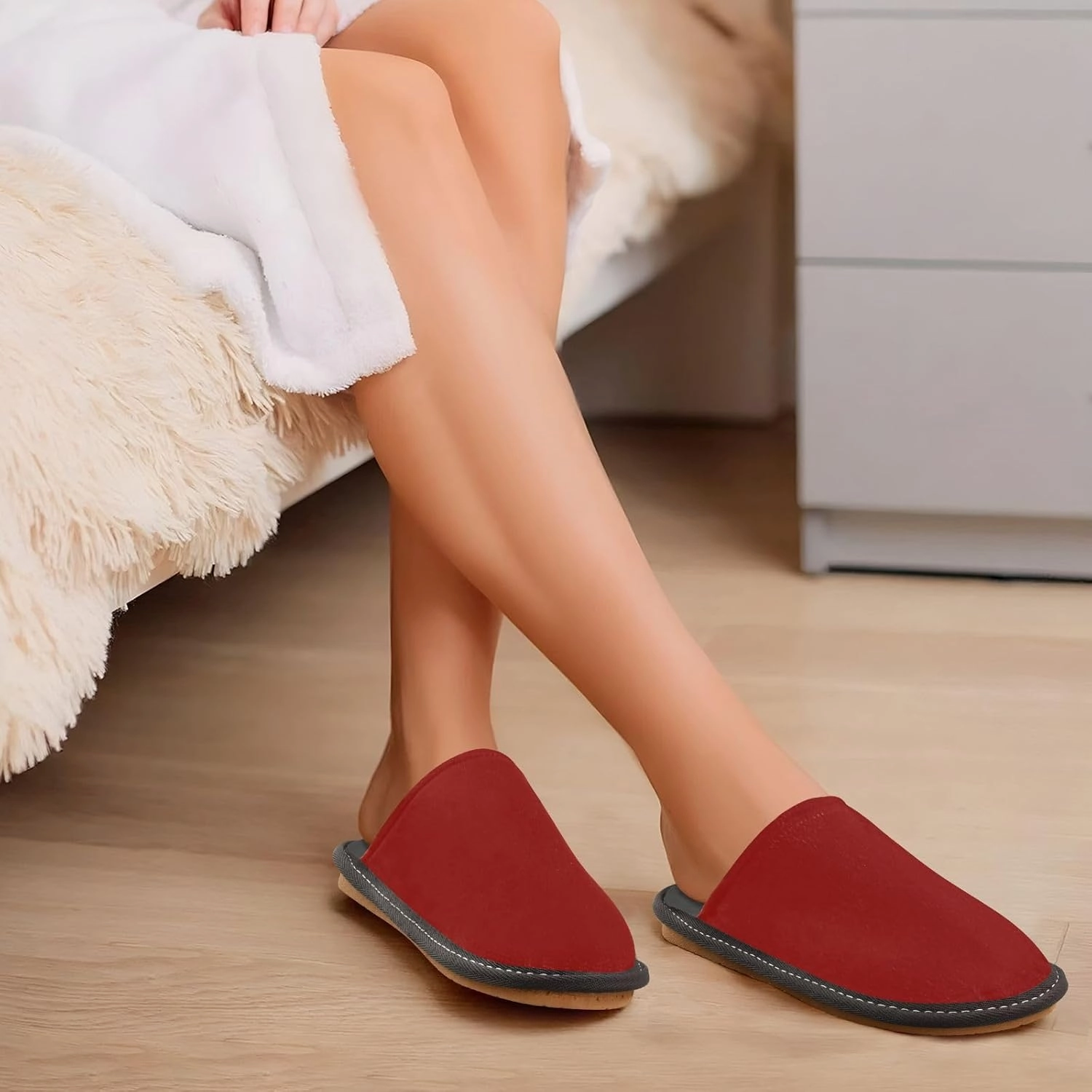 Hot Pink House Slippers for Women Men Non-Slip Closed Toe Washable Slippers