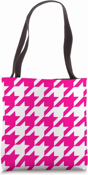 hot pink white houndstooth Tote Bag