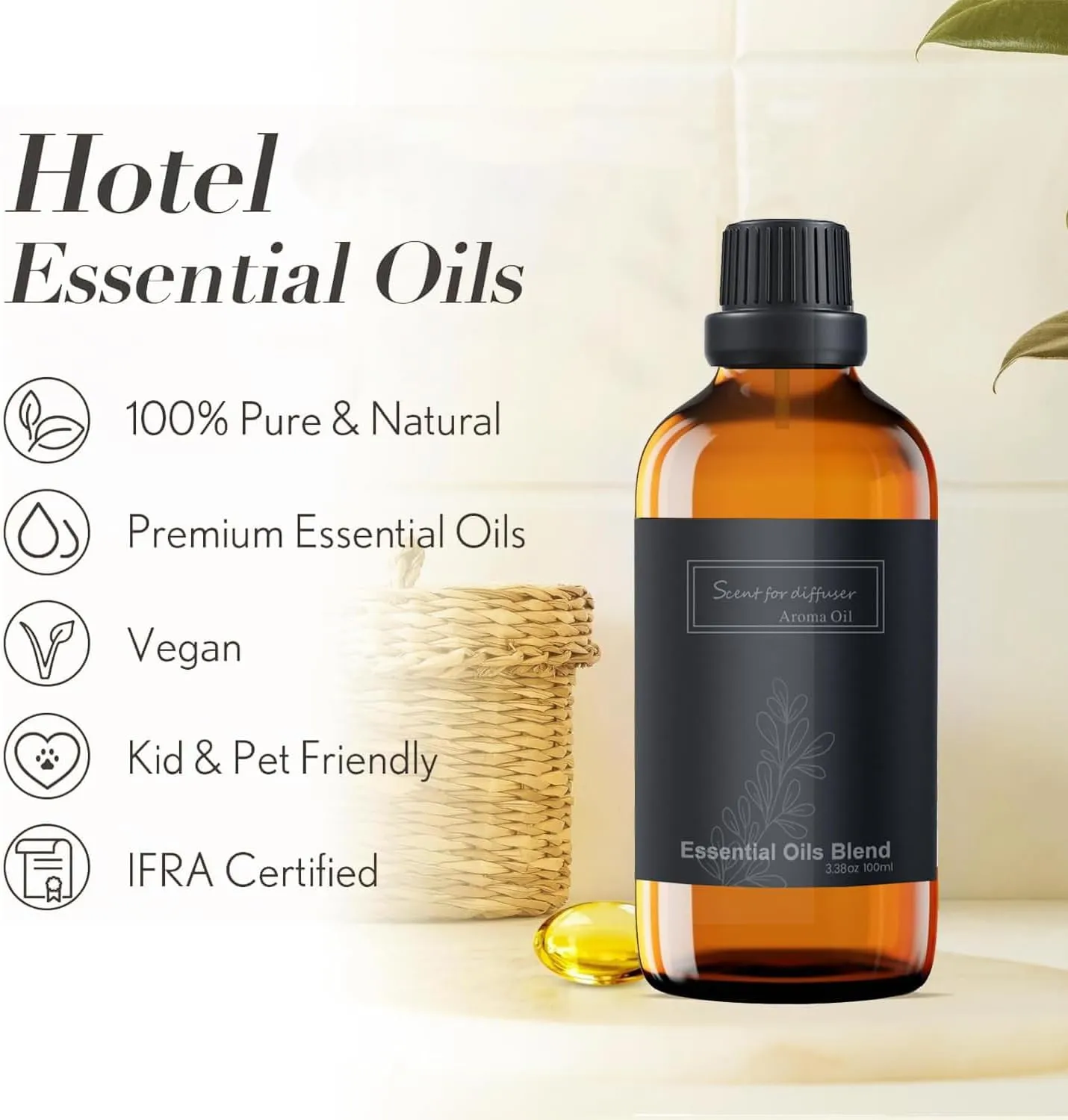 Hotel scents,Hotel Diffuser Oils,Royal Tranquility Aromatherapy Fragrances Inspired by Ritz-Carlton Hotels,Pure Essential Oil with Lemon, Jasmine and Amber for Diffuser-3.38 Fl Oz