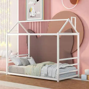 House Bed Full Size Bed Frame with Roof, Box Spring Needed(White Style B,Twin)