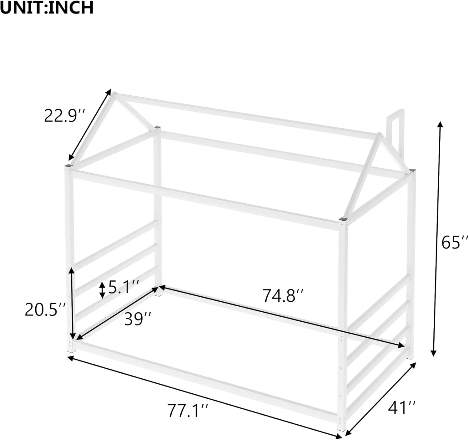 House Bed Full Size Bed Frame with Roof, Box Spring Needed(White Style B,Twin)