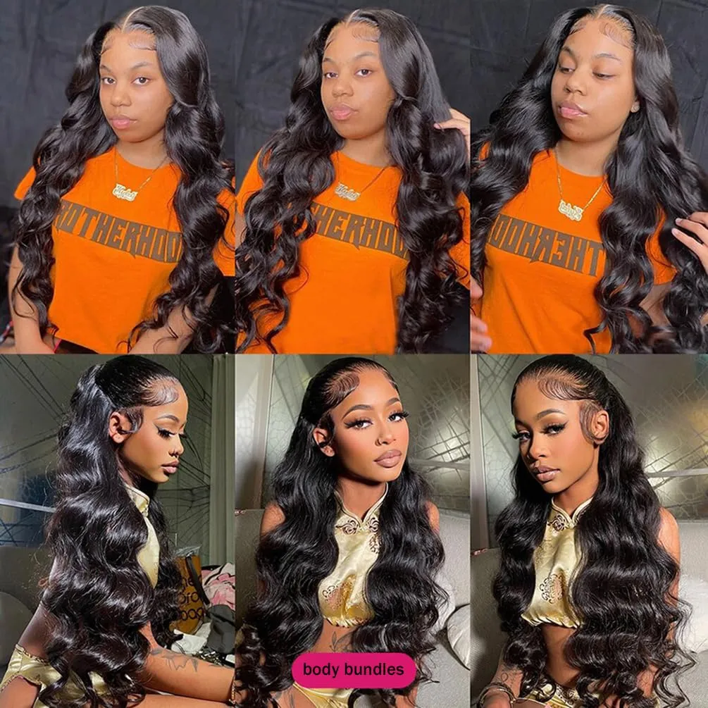 Human Hair Bundles Body Wave Brazilian Virgin 12A Grade 22 24 26 28 100% Unprocessed Human Hair Extensions Body Weave 4 Bundles Deals Double Weft Human Hair Natural Color for Black Women