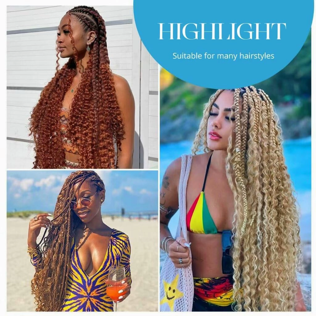 Human Braiding Hair for Boho Braids 150g 20 Inch Chocolate Brown Curly Boho Hair for Braiding Knotless 12A Deep Wave Bulk Bohemian 3 Bundles/Pack Color 4