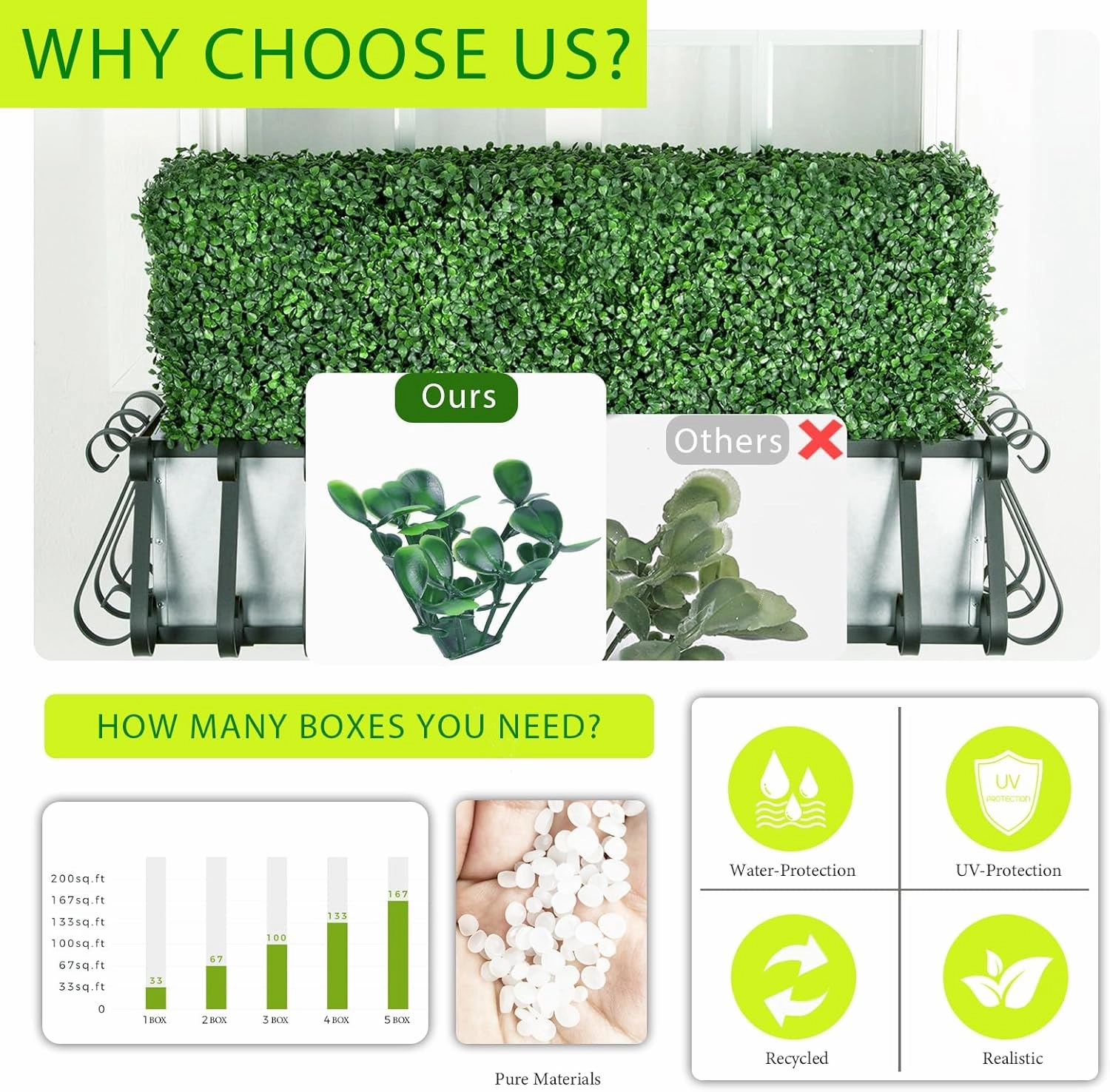 HWT 12 Pcs 20"X20"Grass Wall Backdrop, UV-Protected Greenery Wall Backdrop, Grass Wall Panels, Boxwood Hedge Wall Green Wall Decor Boxwood Panels Indoor & Outdoor Decor