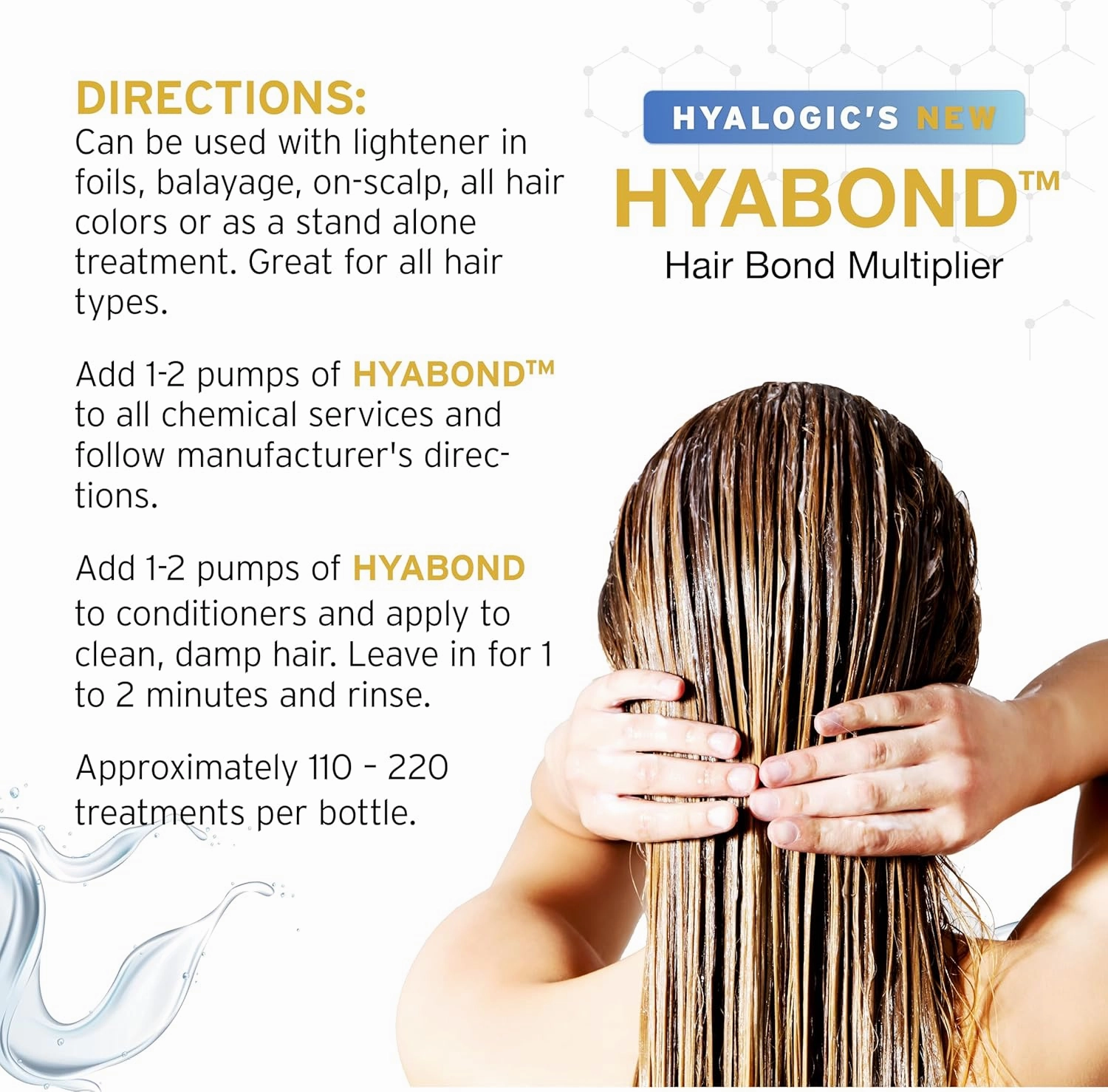 Hyalogic Hair Bonding Treatment Hyabond w/Hyaluronic Acid (HA), TeraBond & Pro-Vitamin B5 8oz - Spa Quality Repair of Split Ends, Color, Bleaching, Heat and Chemical Damaged Hair