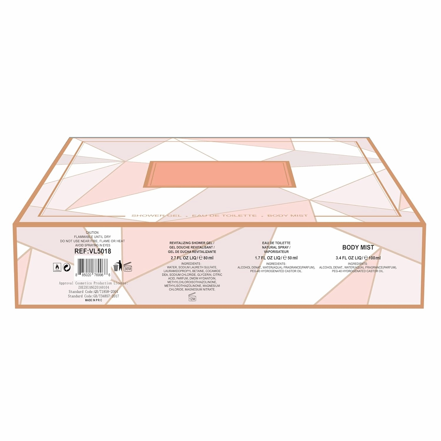 Hybrid & Company Women Viva Luck Rose 3 Pcs Gift Set,50ml-Perfume&100ml-Mist&80ml-Shower Gel