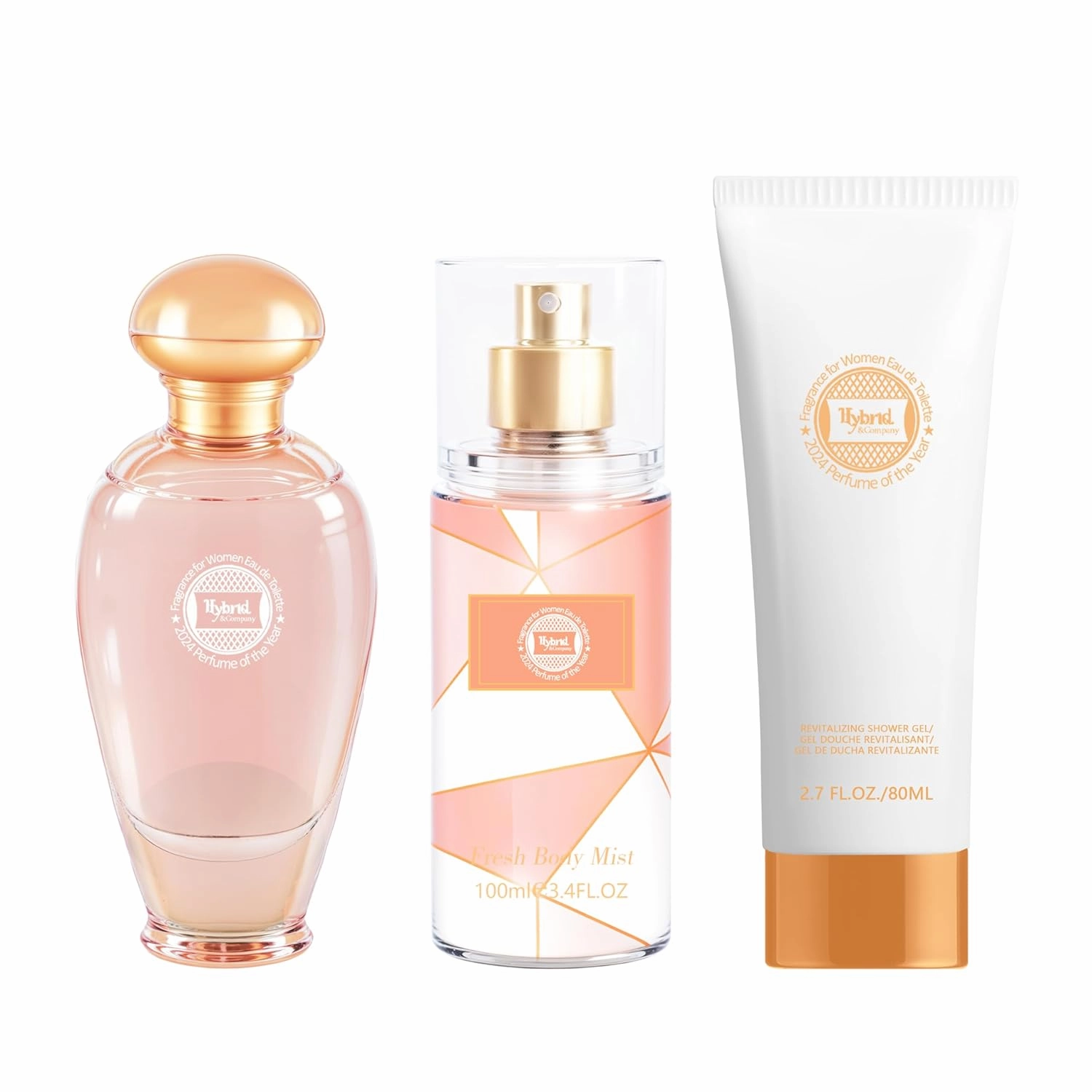 Hybrid & Company Women Viva Luck Rose 3 Pcs Gift Set,50ml-Perfume&100ml-Mist&80ml-Shower Gel