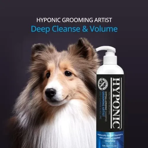 HYPONIC Grooming Artist Shampoo - Hypoallergenic Pet Shampoo for Groomers (Deep Cleanse & Volume (17.9 oz))