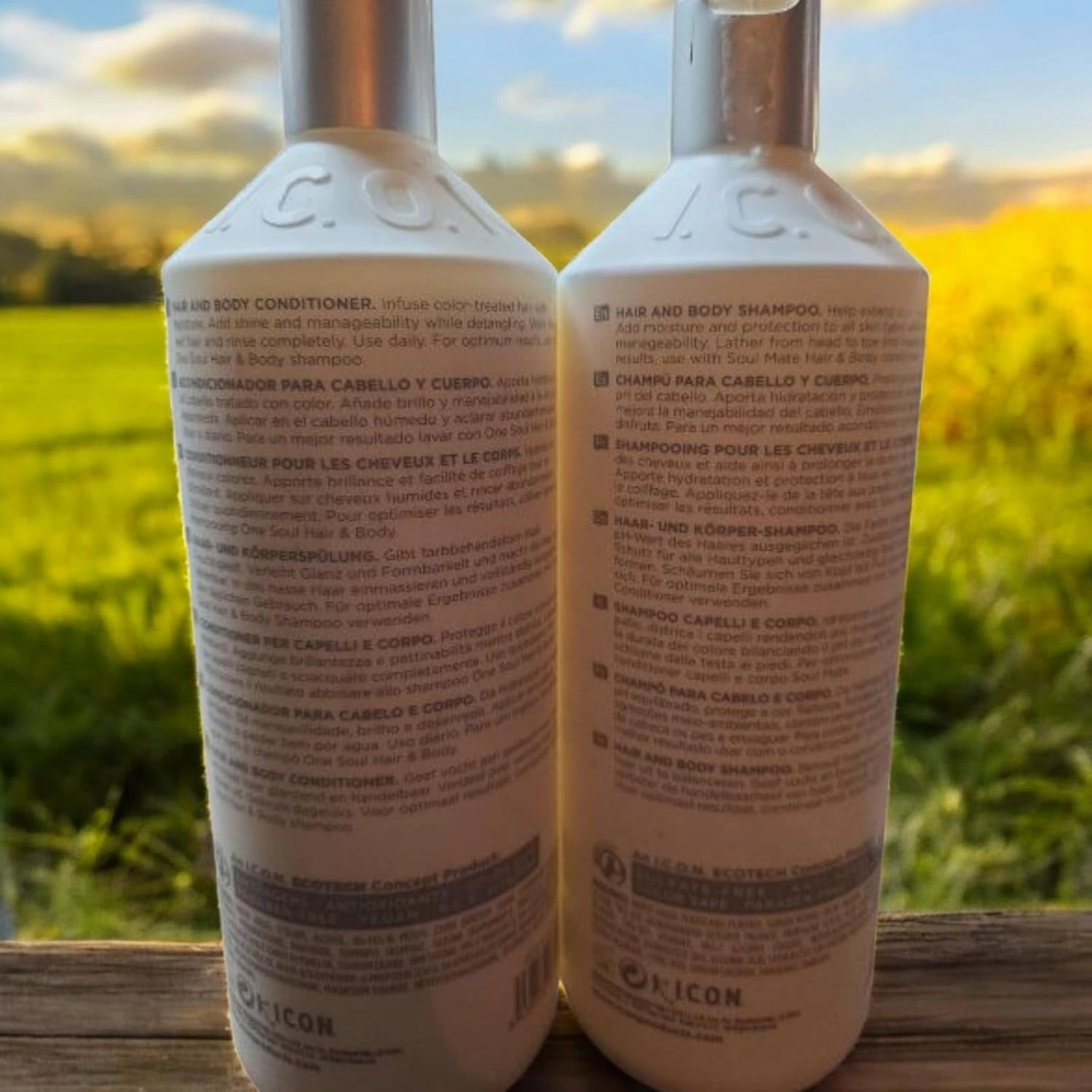 I.C.O.N. One Soul Hair and Body Shampoo and Soul Mate Conditioner Set, 33.8 fl oz, Color Safe with Vitamins