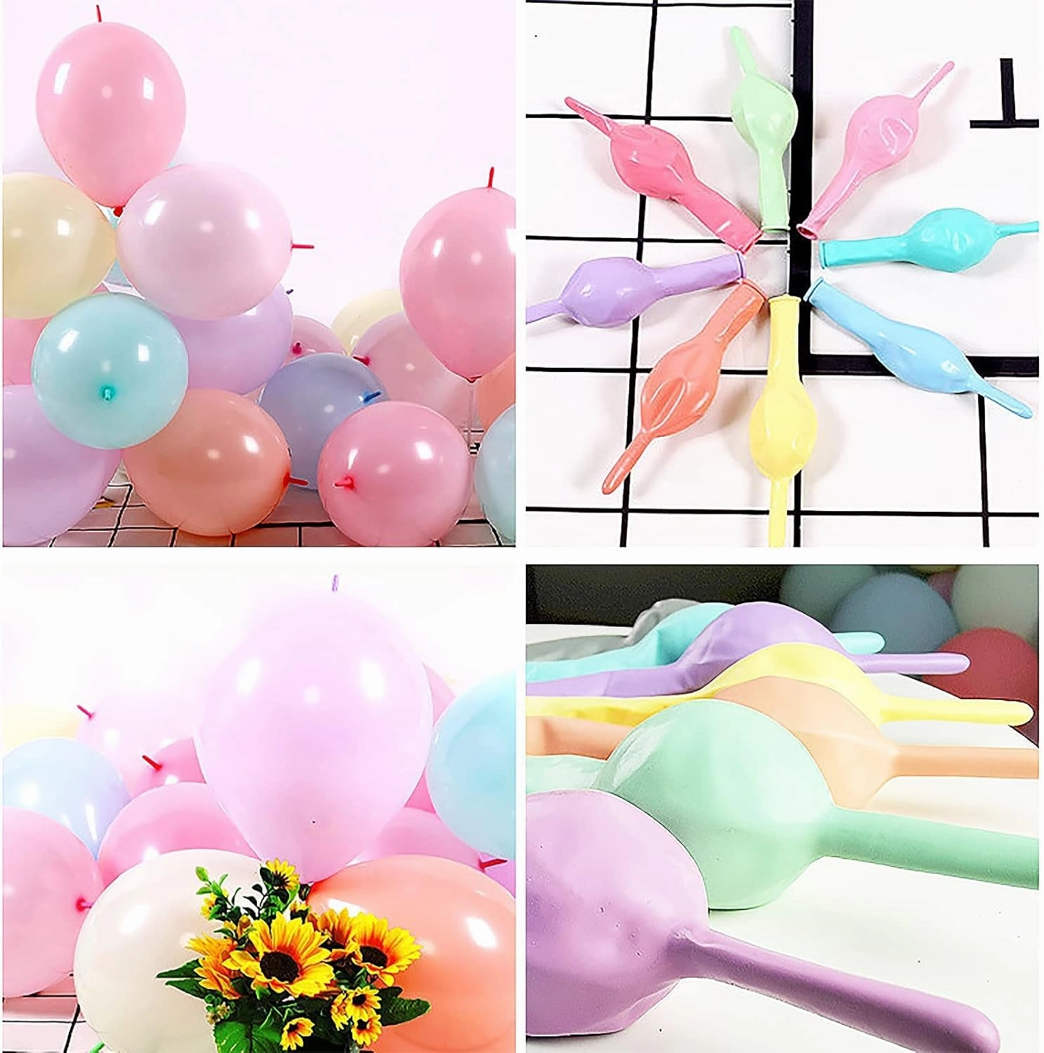IN-JOOYAA 12 Inch Baby Pink Link Balloons - 100 Pcs Quick Link Latex Balloons for Photo Shoot, Baby Shower, Birthday Party Decoration