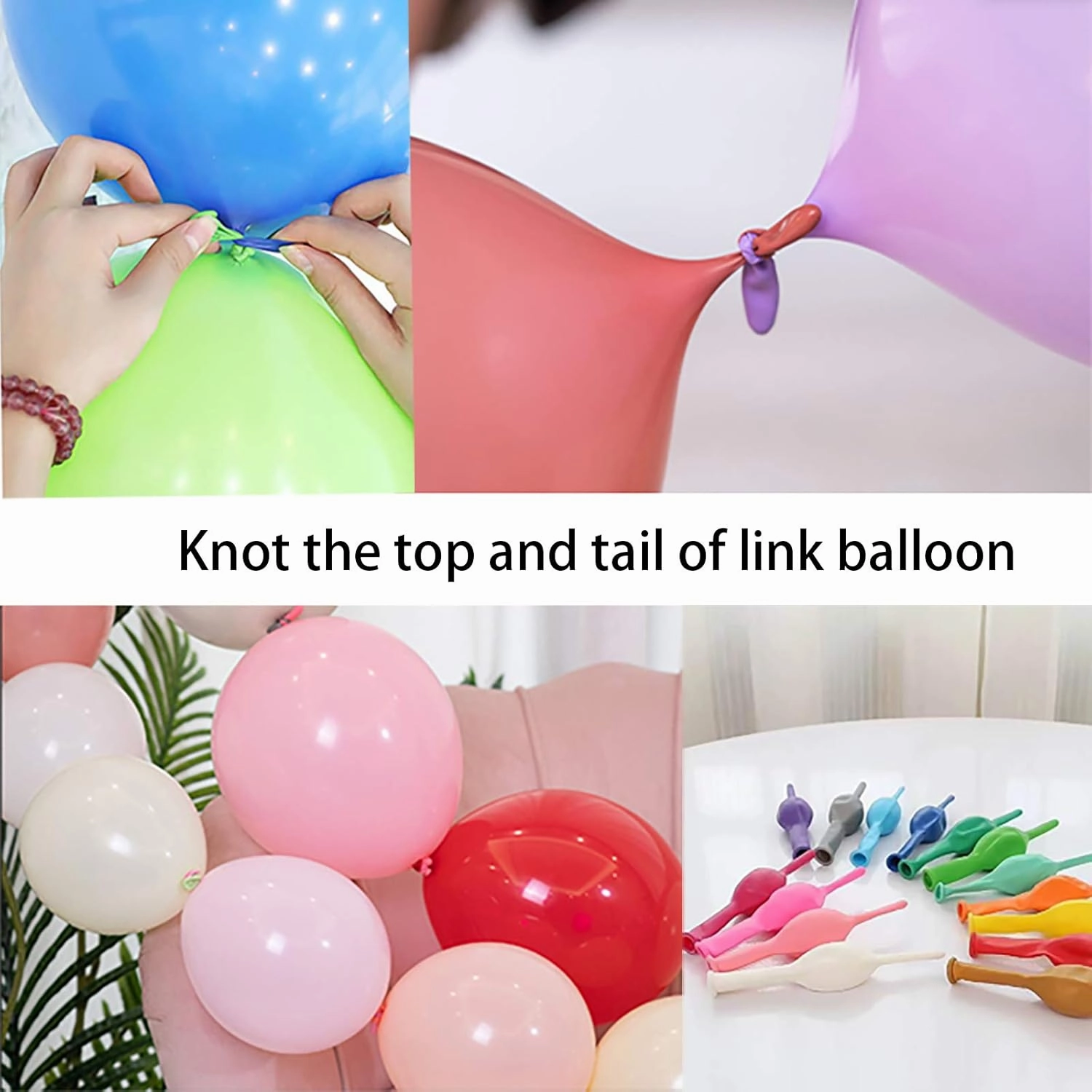 IN-JOOYAA 12 Inch Baby Pink Link Balloons - 100 Pcs Quick Link Latex Balloons for Photo Shoot, Baby Shower, Birthday Party Decoration