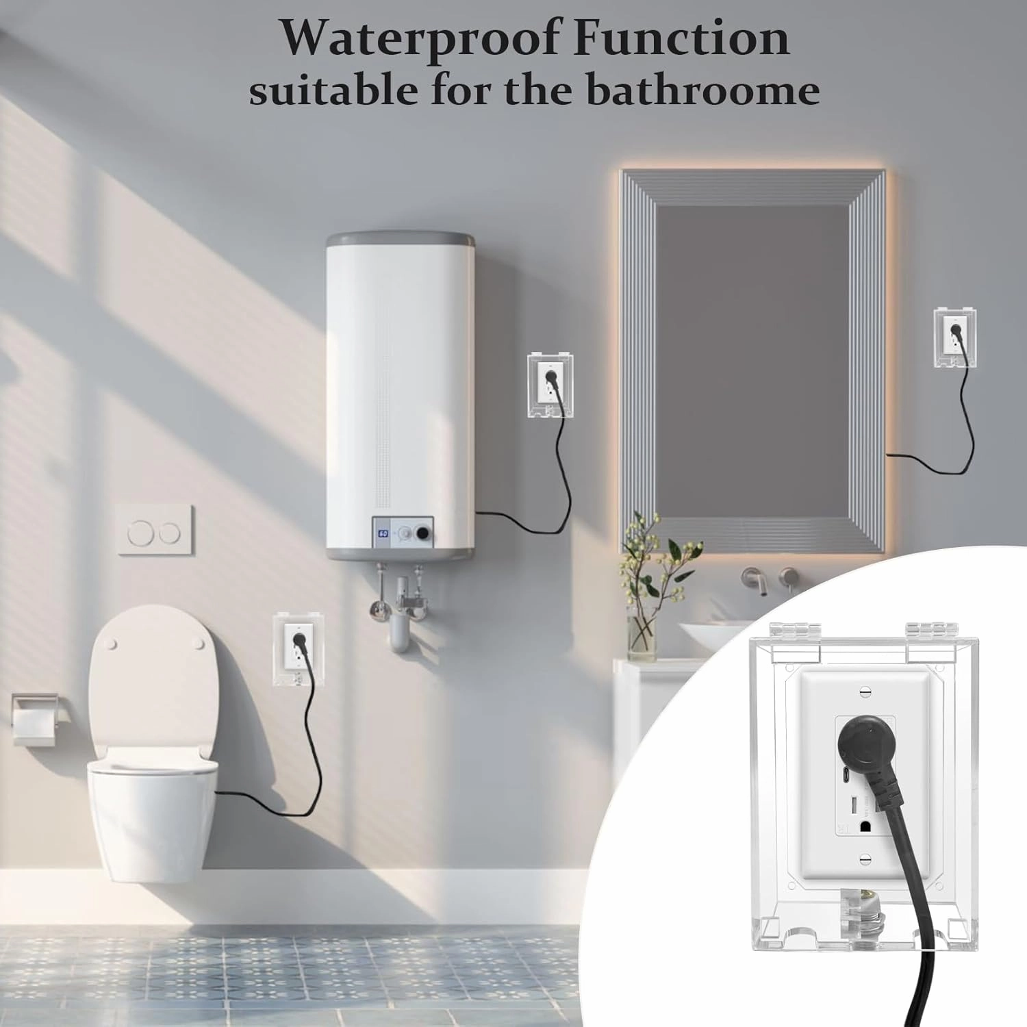 Infant Safety Outlet Cover Box, Wall Outlet Lock Box, Lock Box for Electrical outlets with outlets, Easy to Install, Accommodates Most Plugs and adapters 4.95“ X 3.35” X 2.56” or Smaller