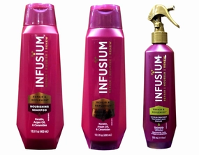 INFUSIUM Shampoo & Conditioner & Leave-in Treatment Spray Repair & Replenish, Nourish, Renew with Niacinamide, Argan Oil, Ceramides