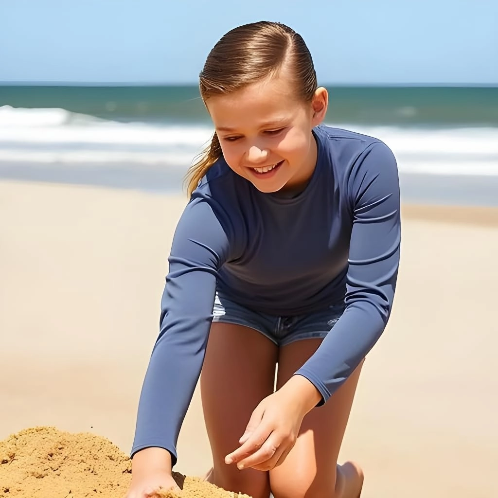 INGEAR Girls Long Sleeve Rash Guard Swim Shirt Outdoor Sports Shirt Lightweight Athletic Tee Protective Quick Dry