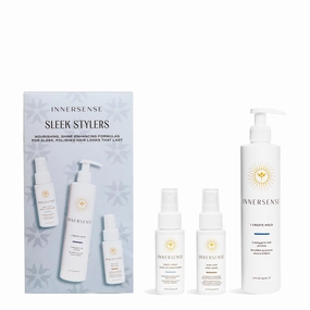 INNERSENSE Organic Beauty - Sleek Stylers Set | I Create Hold, Sweet Spirit Leave-In Conditioner, Hair Love Prep Spray | Non-Toxic, Cruelty-Free, Clean Haircare (3 piece set)