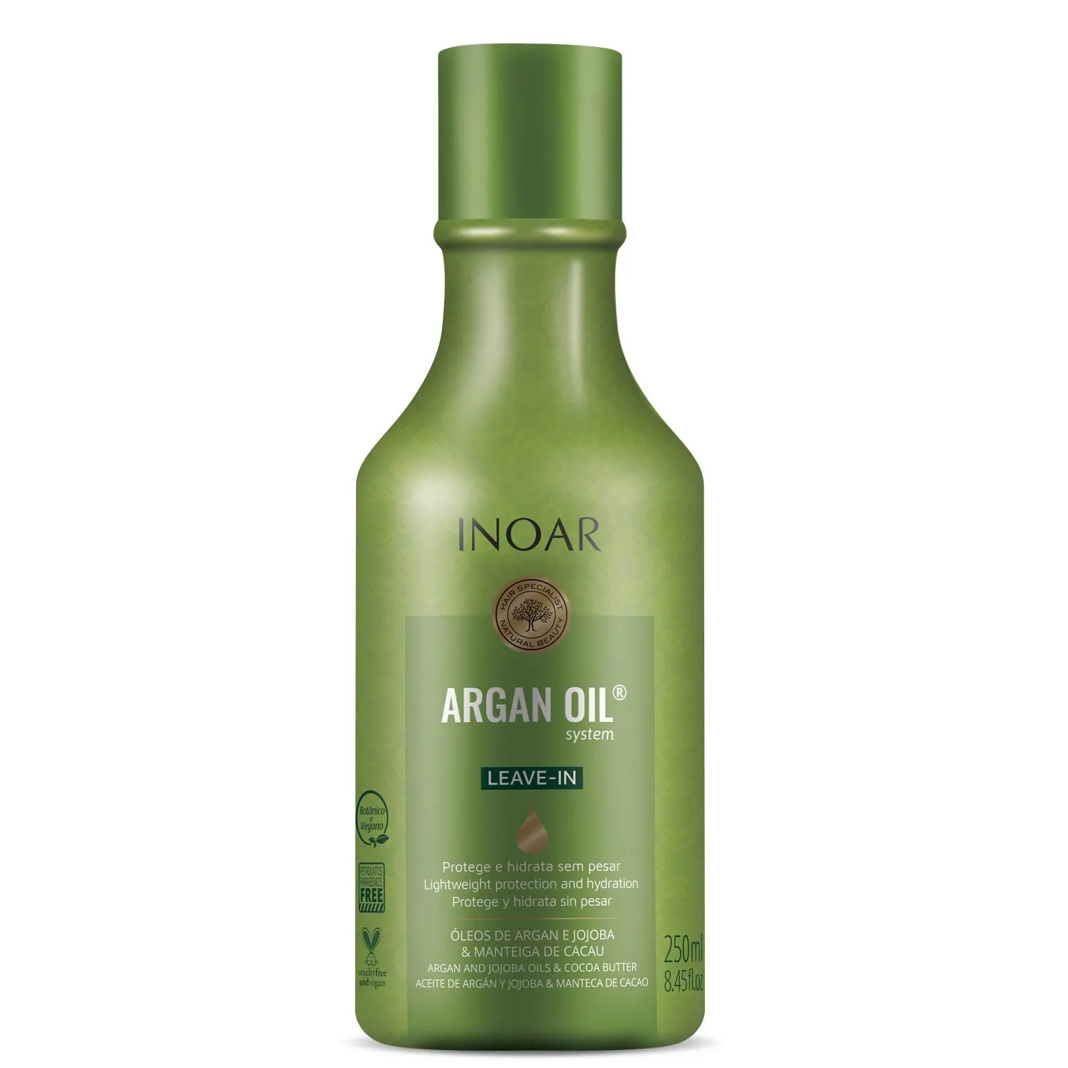 INOAR - Argan Oil Leave-in for Strengthening, Frizz Control, Adds Shine, Argan Oil, Leave IN Treatment, Repair Dry Damaged Hair, Vegan Hair Product, Cruelty Free Haircare for Men and Women (8.45 oz)