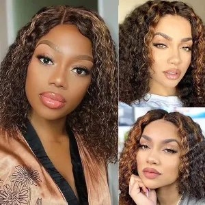 ISEE Hair Transparent Lace Front Wigs Human Hair Deep Wave Wigs 150% Density Deep Curly 13X4 Lace Frontal Human Hair Wigs for Black Women Pre Plucked with Baby Hair (8 Inches)