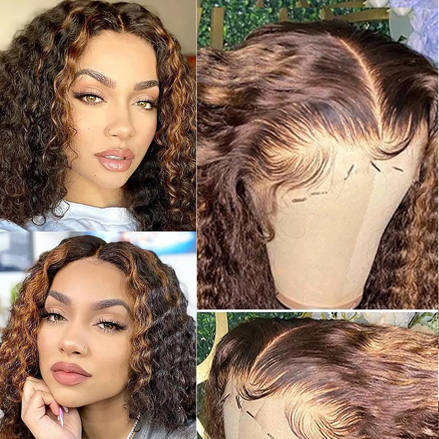 ISEE Hair Transparent Lace Front Wigs Human Hair Deep Wave Wigs 150% Density Deep Curly 13X4 Lace Frontal Human Hair Wigs for Black Women Pre Plucked with Baby Hair (8 Inches)