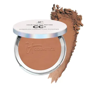 IT Cosmetics CC  Airbrush Perfecting Powder Foundation - Buildable Full Coverage Of Pores & Dark Spots - Hydrating Face Makeup with Hydrolyzed Collagen & Niacinamide - 0.33 Oz