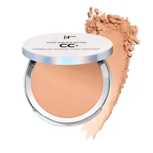 IT Cosmetics CC  Airbrush Perfecting Powder Foundation - Buildable Full Coverage Of Pores & Dark Spots - Hydrating Face Makeup with Hydrolyzed Collagen & Niacinamide - 0.33 Oz