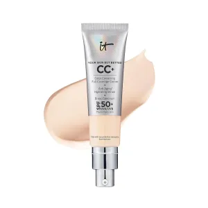 IT Cosmetics CC  Cream - Full-Coverage Foundation With SPF 50, Color Corrector & Anti-Aging Serum, Formulated With Niacinamide & Hyaluronic Acid, Natural Finish, For All Skin Types, 1.08 fl oz