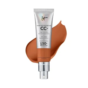 IT Cosmetics CC  Cream - Full-Coverage Foundation With SPF 50, Color Corrector & Anti-Aging Serum, Formulated With Niacinamide & Hyaluronic Acid, Natural Finish, For All Skin Types, 1.08 fl oz