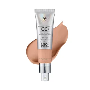 IT Cosmetics CC  Cream - Full-Coverage Foundation With SPF 50, Color Corrector & Anti-Aging Serum, Formulated With Niacinamide & Hyaluronic Acid, Natural Finish, For All Skin Types, 1.08 fl oz