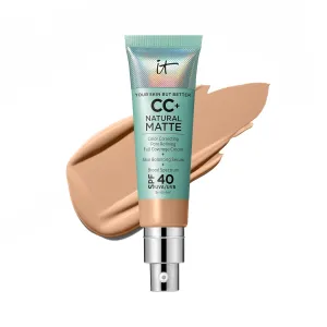 IT Cosmetics CC  Cream Natural Matte - Hydrating Full Coverage Foundation With SPF 40, Shine-Reducing Color-Corrector & Skin-Balancing Serum, With Hyaluronic Acid, For Oily Skin - 1.08 fl oz