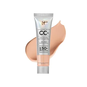 IT Cosmetics CC  Cream Travel - Full-Coverage Foundation With SPF 50, Color Corrector & Anti-Aging Serum, Formulated With Niacinamide & Hyaluronic Acid, Natural Finish, For All Skin Types, 0.4 fl oz