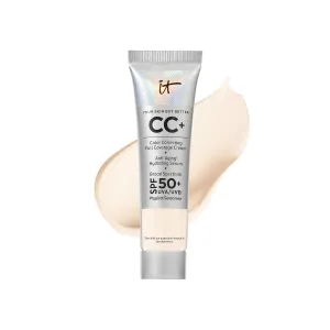 IT Cosmetics CC  Cream Travel - Full-Coverage Foundation With SPF 50, Color Corrector & Anti-Aging Serum, Formulated With Niacinamide & Hyaluronic Acid, Natural Finish, For All Skin Types, 0.4 fl oz
