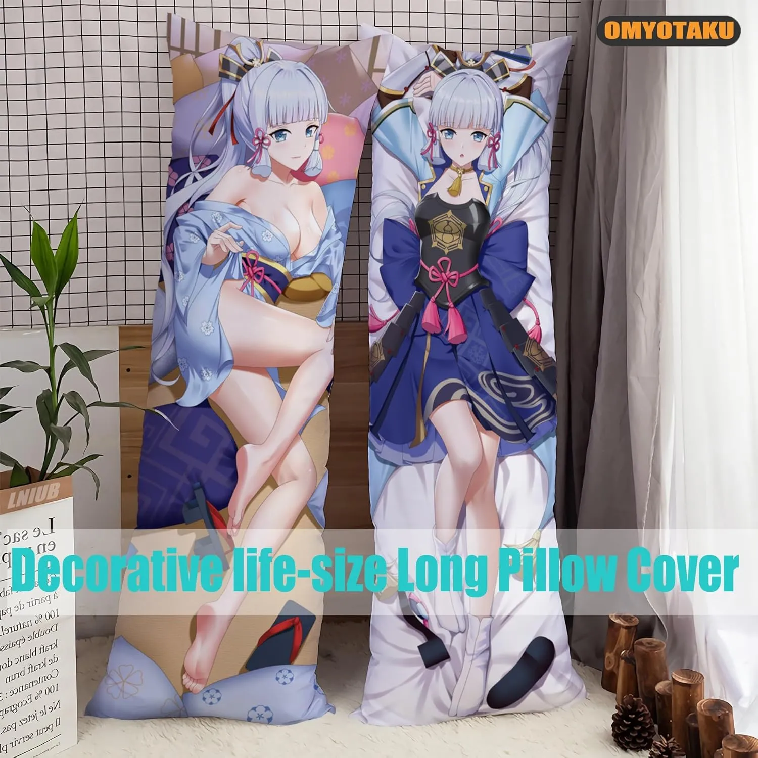 Japanese Anime Girls Cosplay 19x59 in Dakimakura Pillowcase Double-Sided Print Peach Skin Hugging Body Pillow Case Otaku Throw Pillow Cover