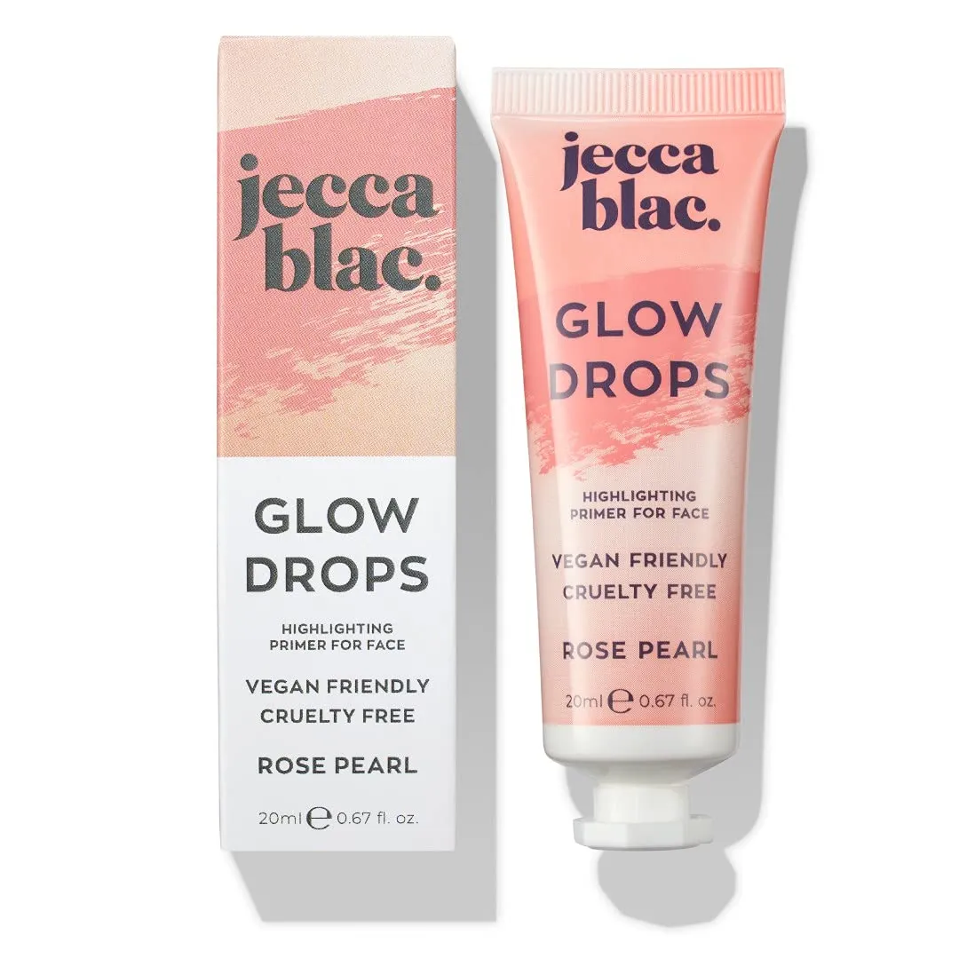 Jecca Blac Rose Pearl Glow Drops, Face Primer for Longlasting Base, Liquid Highlighter Makeup, Illuminates and Prepares Skin, Dewy Finish, Gender Neutral and LGBTIQA  Inclusive Make Up, 0.68 fl oz