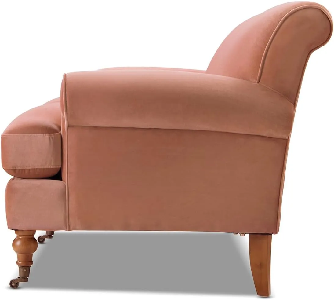 Jennifer Taylor Home Alana Lawson Three-Cushion Tightback Sofa, Peach Orange Velvet, 3-Seat